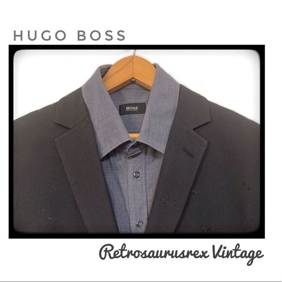 Boss Hugo Boss Pencil Lead Grey Button Up Shirt 17 - Picture 1 of 5